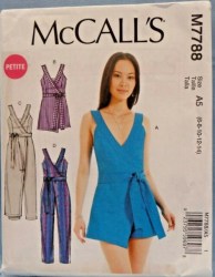 7788 MCCALLS  CLOSE FIT TIED ROMPERS, JUMPSUITS LENGTHS PATTERN 6-14 UNCUT